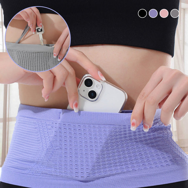 Unisex multifunktionel åndbar lændetaske til sport, grå og sort, fire lommer, stilfuldt og ergonomisk design.