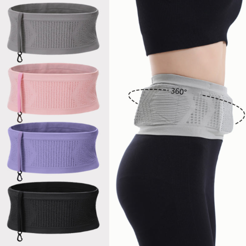 Unisex multifunktionel åndbar lændetaske til sport, grå og sort, fire lommer, stilfuldt og ergonomisk design.