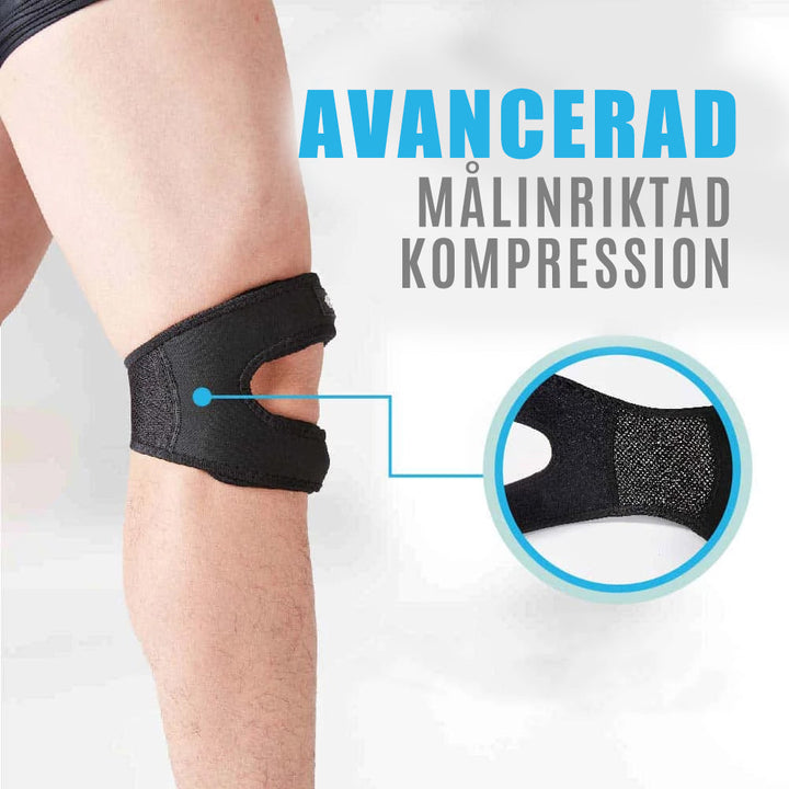Unisex knæstøtter til smertelindring, sorte, med målrettet kompression, åndbart materiale, knæstøtte og stabilitet.