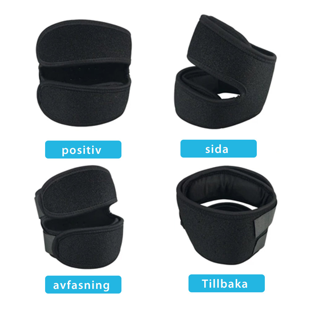 Unisex knæstøtter til smertelindring, sorte, med målrettet kompression, åndbart materiale, knæstøtte og stabilitet.