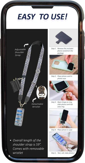 Unisex telefonrem med lynlåspose, alsidigt tilbehør, moderne og stilfuldt design, sort