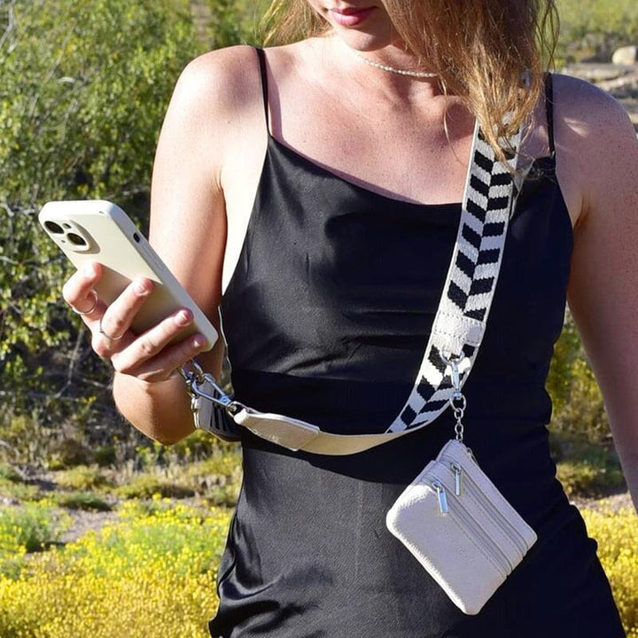 Unisex telefonrem med lynlåspose, alsidigt tilbehør, moderne og stilfuldt design, sort