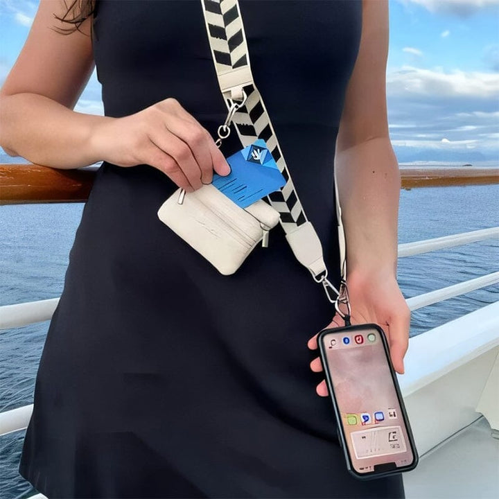 Unisex telefonrem med lynlåspose, alsidigt tilbehør, moderne og stilfuldt design, sort
