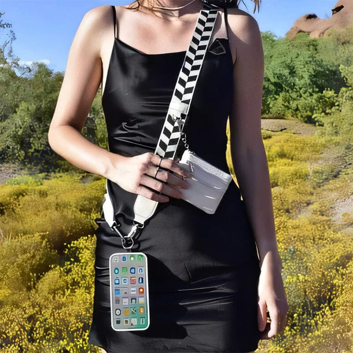 Unisex telefonrem med lynlåspose, alsidigt tilbehør, moderne og stilfuldt design, sort