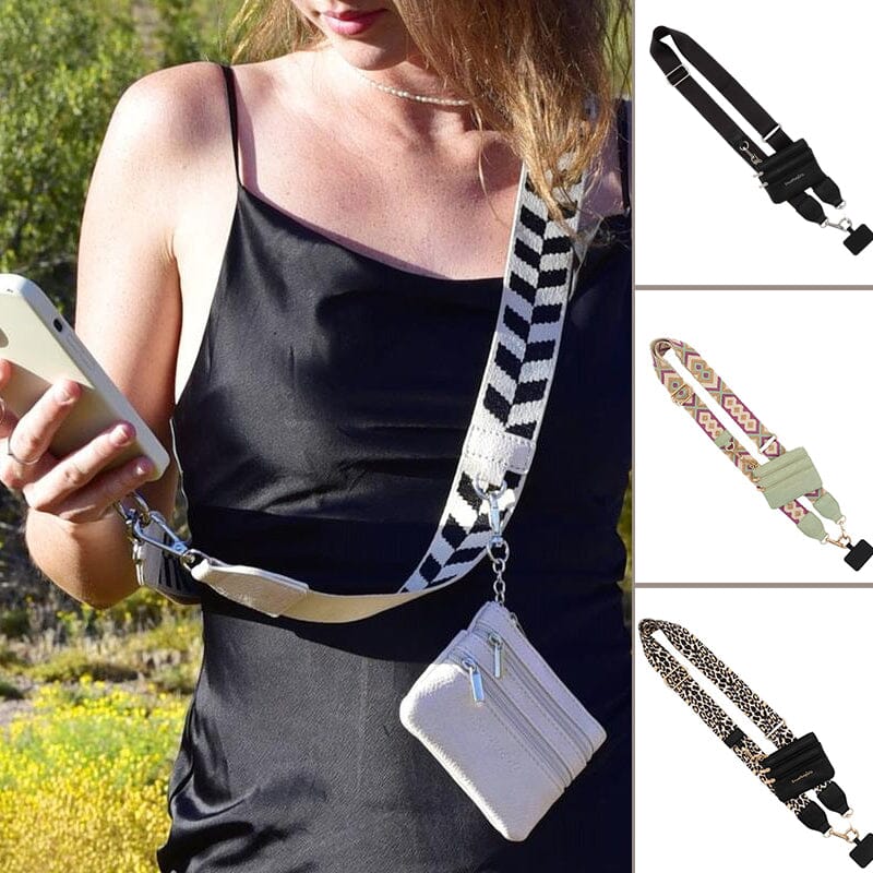 Unisex telefonrem med lynlåspose, alsidigt tilbehør, moderne og stilfuldt design, sort