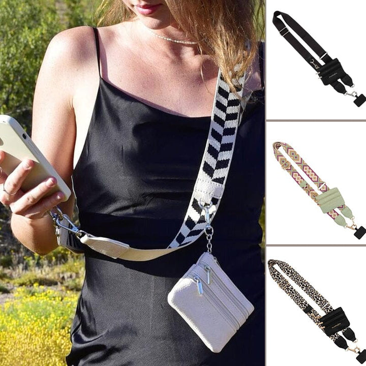 Unisex telefonrem med lynlåspose, alsidigt tilbehør, moderne og stilfuldt design, sort