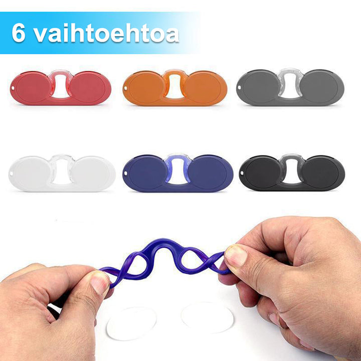 Unisex retro stangløse læsebriller, lette holdbare polycarbonatglas, UV400 beskyttelse, flere farver.