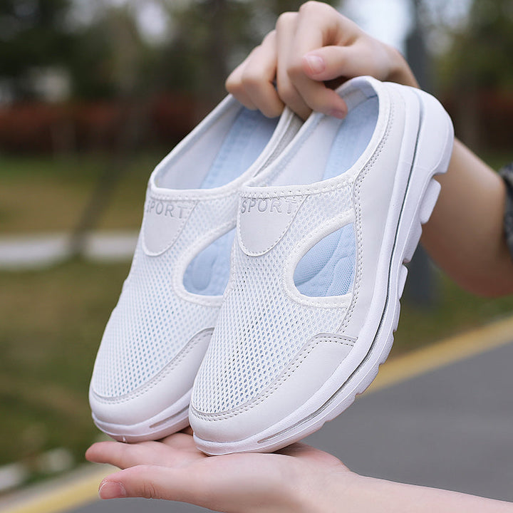 Unisex slip-on hengittävät puuvillaiset kengät, vaalea kangas, kevyt EVA-pohja, helppo pukea ilman nauhoja.