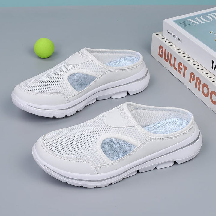 Unisex slip-on hengittävät puuvillaiset kengät, vaalea kangas, kevyt EVA-pohja, helppo pukea ilman nauhoja.