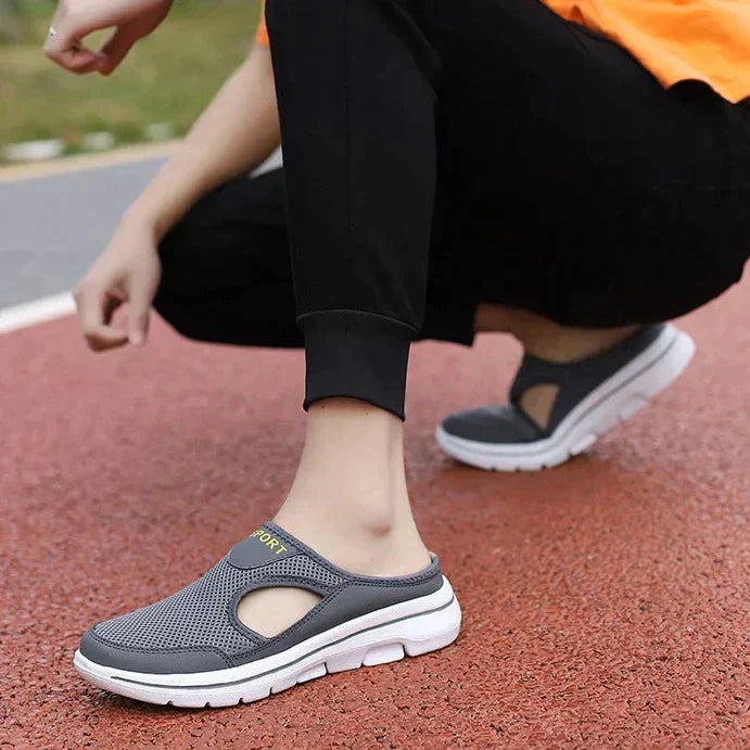 Unisex slip-on hengittävät puuvillaiset kengät, vaalea kangas, kevyt EVA-pohja, helppo pukea ilman nauhoja.