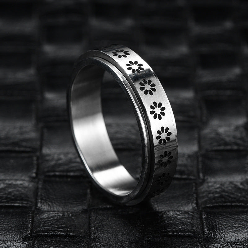 Unisex spinner ring, rustfrit stål, cirkulært design, stressaflastende smykke, stilfuldt og holdbart.