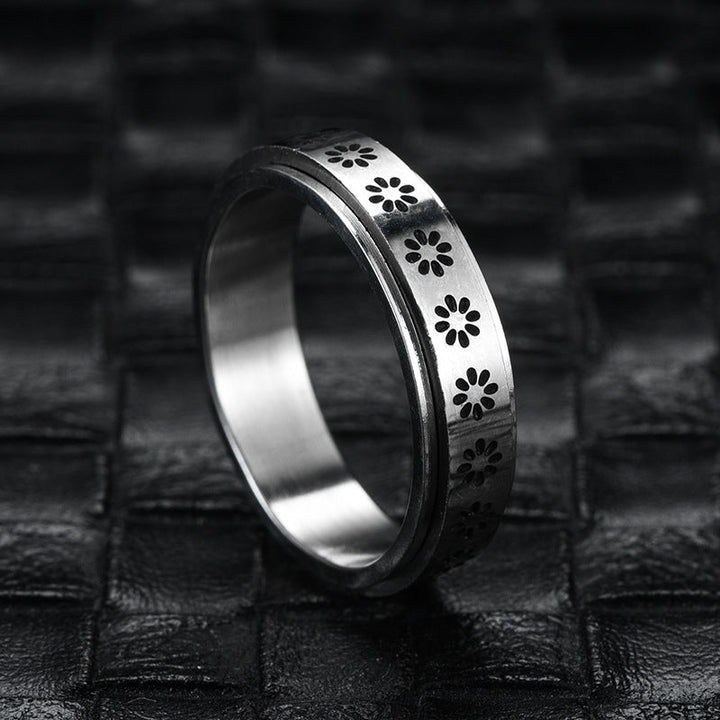 Unisex spinner ring, rustfrit stål, cirkulært design, stressaflastende smykke, stilfuldt og holdbart.