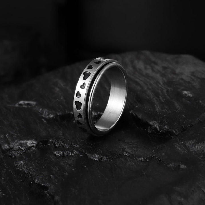 Unisex spinner ring, rustfrit stål, cirkulært design, stressaflastende smykke, stilfuldt og holdbart.