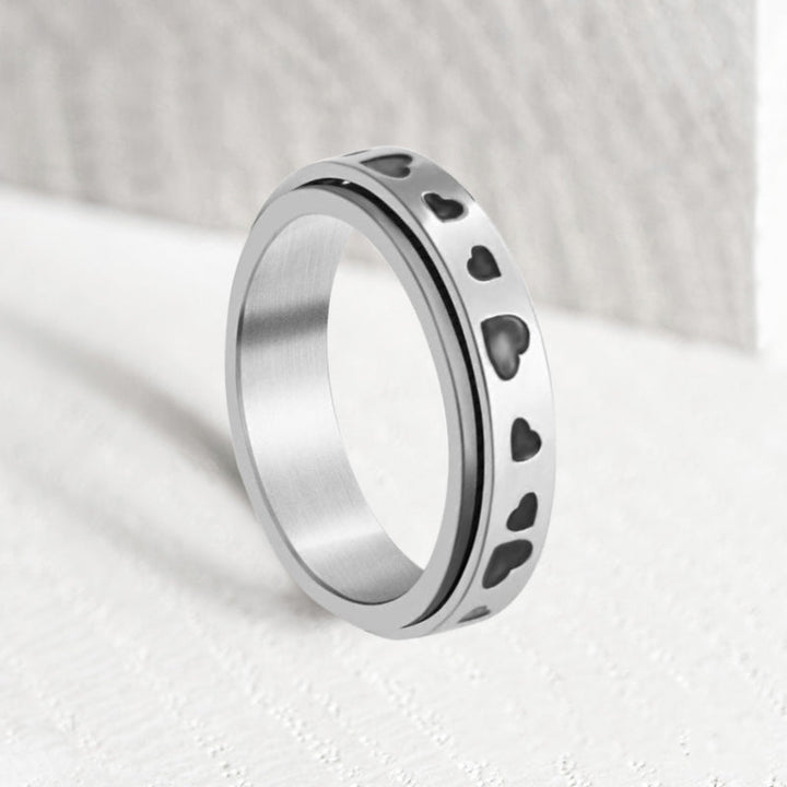 Unisex spinner ring, rustfrit stål, cirkulært design, stressaflastende smykke, stilfuldt og holdbart.