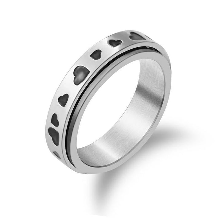 Unisex spinner ring, rustfrit stål, cirkulært design, stressaflastende smykke, stilfuldt og holdbart.