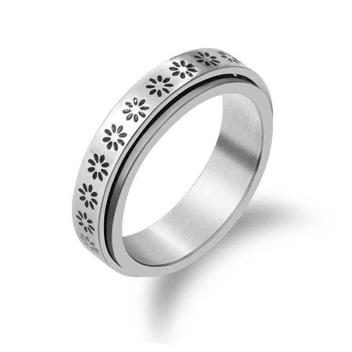 Unisex spinner ring, rustfrit stål, cirkulært design, stressaflastende smykke, stilfuldt og holdbart.
