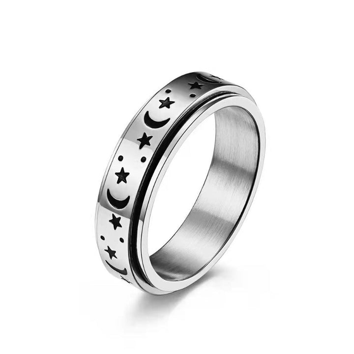 Unisex spinner ring, rustfrit stål, cirkulært design, stressaflastende smykke, stilfuldt og holdbart.