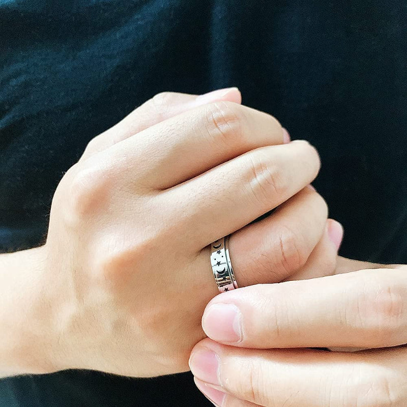 Unisex spinner ring, rustfrit stål, cirkulært design, stressaflastende smykke, stilfuldt og holdbart.