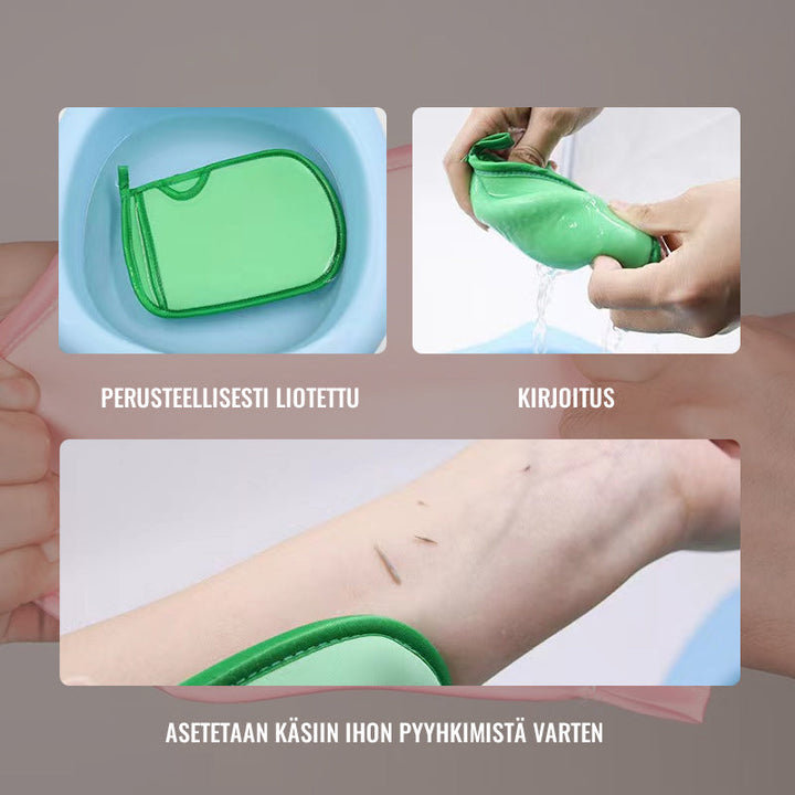 Unisex superblød eksfolierende badehandske, flerfarvede striber, blødt PVA-materiale, skånsom hudeksfoliering.