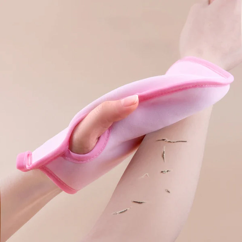 Unisex superblød eksfolierende badehandske, flerfarvede striber, blødt PVA-materiale, skånsom hudeksfoliering.