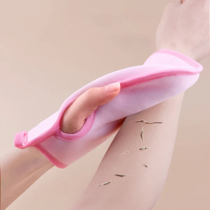 Unisex superblød eksfolierende badehandske, flerfarvede striber, blødt PVA-materiale, skånsom hudeksfoliering.