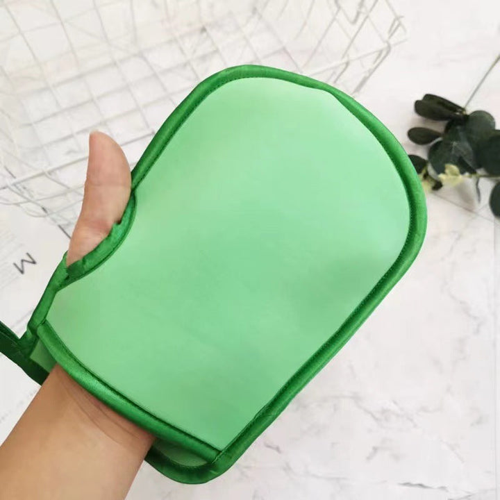 Unisex superblød eksfolierende badehandske, flerfarvede striber, blødt PVA-materiale, skånsom hudeksfoliering.