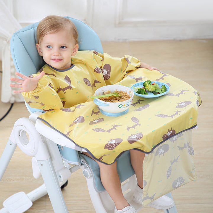 Unisex vandtæt baby hagesmæk, grå. Beskytter mod madpletter, nem at bruge og passer til højstole.