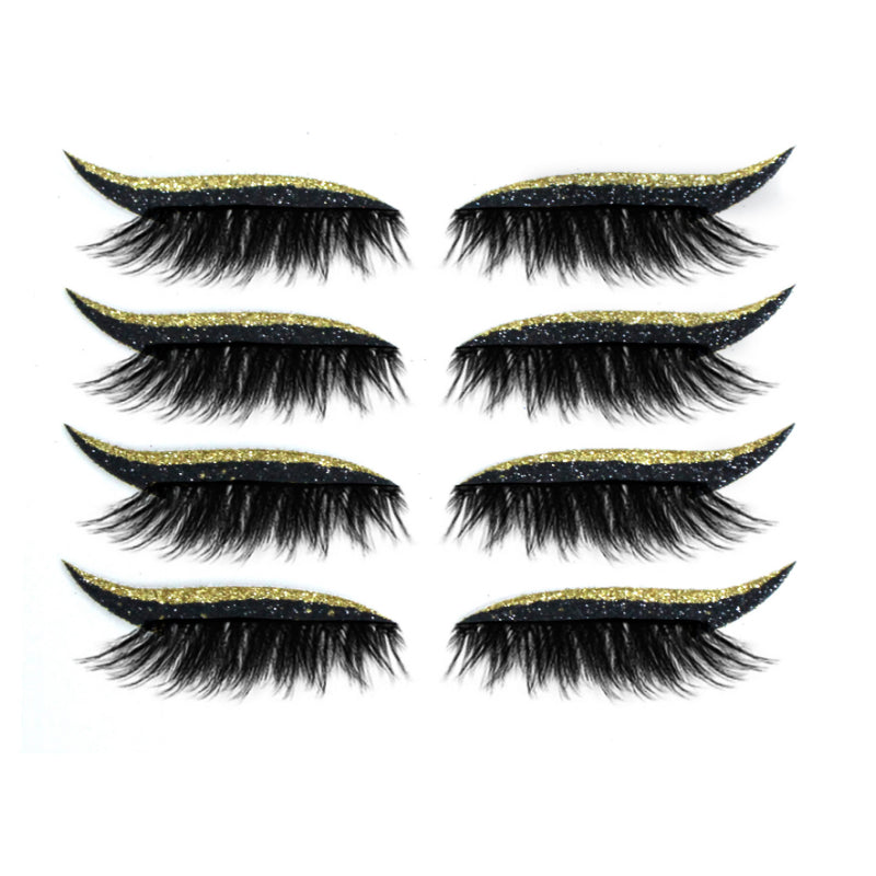 Demonstration af genanvendelige kunstige øjenvipper og eyeliner-klistermærker, cat-eye stil, vandtæt, 7 farvevalg, let design