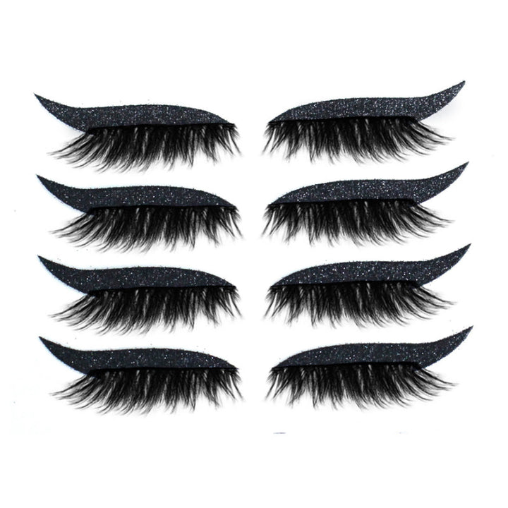 Demonstration af genanvendelige kunstige øjenvipper og eyeliner-klistermærker, cat-eye stil, vandtæt, 7 farvevalg, let design