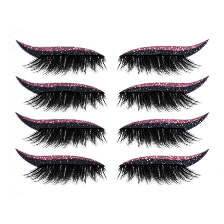 Demonstration af genanvendelige kunstige øjenvipper og eyeliner-klistermærker, cat-eye stil, vandtæt, 7 farvevalg, let design