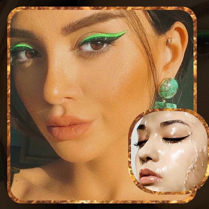 Demonstration af genanvendelige kunstige øjenvipper og eyeliner-klistermærker, cat-eye stil, vandtæt, 7 farvevalg, let design