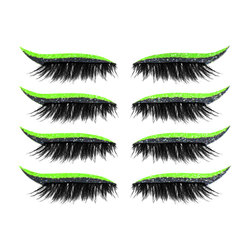 Demonstration af genanvendelige kunstige øjenvipper og eyeliner-klistermærker, cat-eye stil, vandtæt, 7 farvevalg, let design