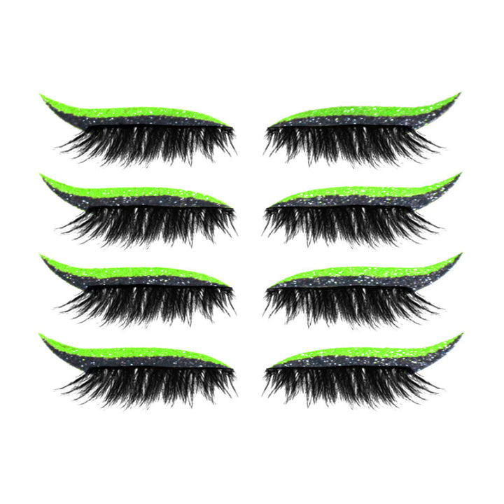 Demonstration af genanvendelige kunstige øjenvipper og eyeliner-klistermærker, cat-eye stil, vandtæt, 7 farvevalg, let design