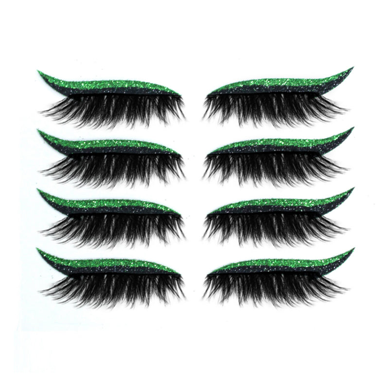 Demonstration af genanvendelige kunstige øjenvipper og eyeliner-klistermærker, cat-eye stil, vandtæt, 7 farvevalg, let design