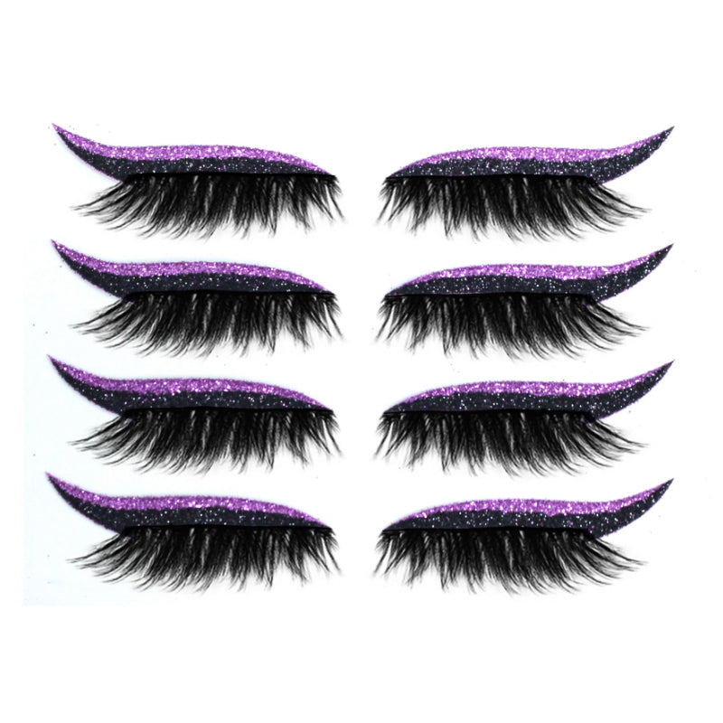 Demonstration af genanvendelige kunstige øjenvipper og eyeliner-klistermærker, cat-eye stil, vandtæt, 7 farvevalg, let design