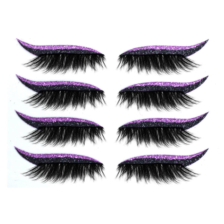 Demonstration af genanvendelige kunstige øjenvipper og eyeliner-klistermærker, cat-eye stil, vandtæt, 7 farvevalg, let design