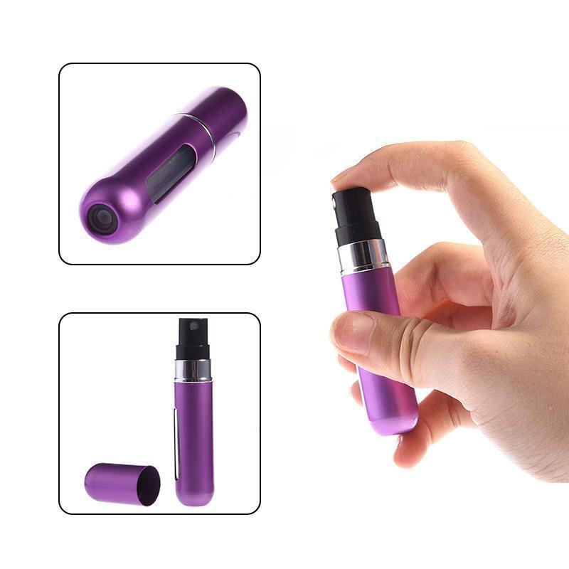 Genopfyldelig 5 ml parfumesprøjte, kompakt rejsepakke, tilgængelig i forskellige matte farver, stilfuldt tilbehør.