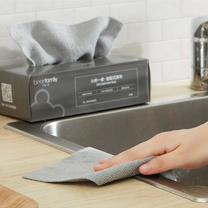 Grå absorberende mikrofiber køkkenhåndklæder til rengøring, alsidige og økologiske.