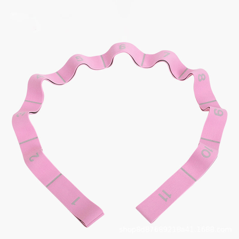 Pink og blå modstandsdygtig elastik med flere løkker til fleksibilitetstræning, forbedrer kropskontrol.