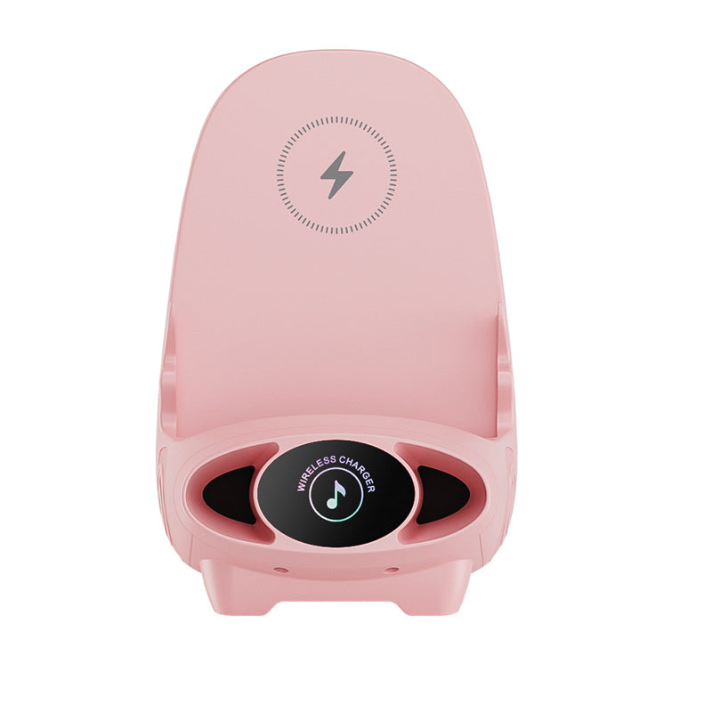 Pink trådløs telefonholder, aromaterapi, hurtigopladning, stilfuldt design, lodret og vandret position.