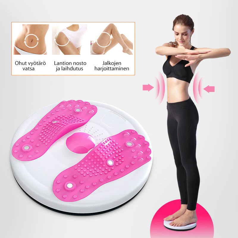 Pink balancebræt med kugledesign og massagefunktion, forbedrer balance og styrker kroppen.