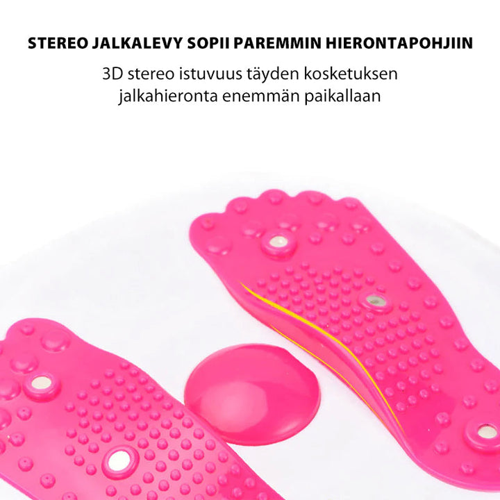 Pink balancebræt med kugledesign og massagefunktion, forbedrer balance og styrker kroppen.