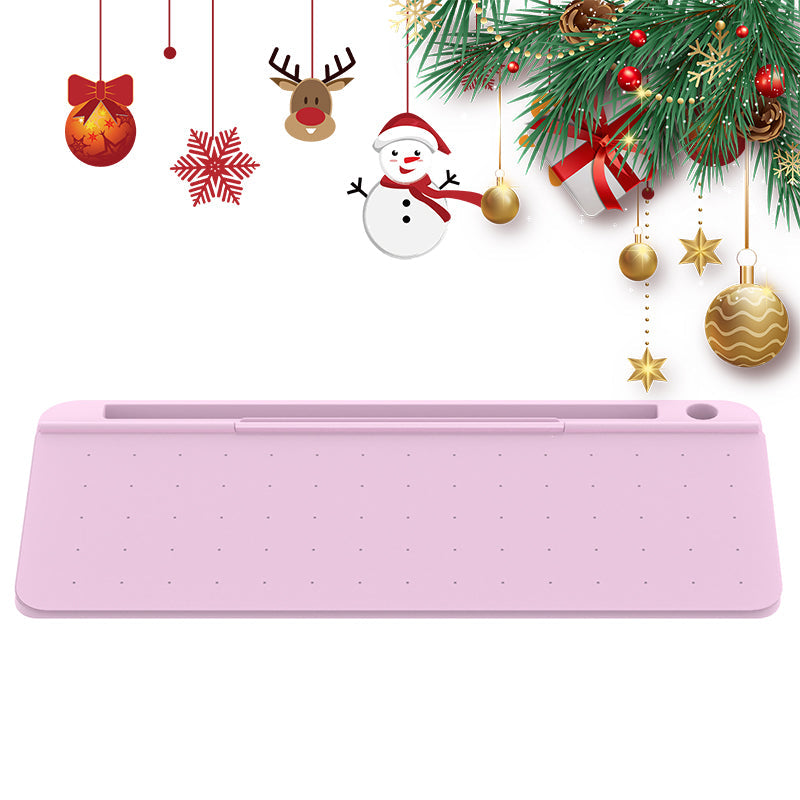 Pink tavle organiser til skrivebord, slankt design, indbygget opbevaring og penne inkluderet.
