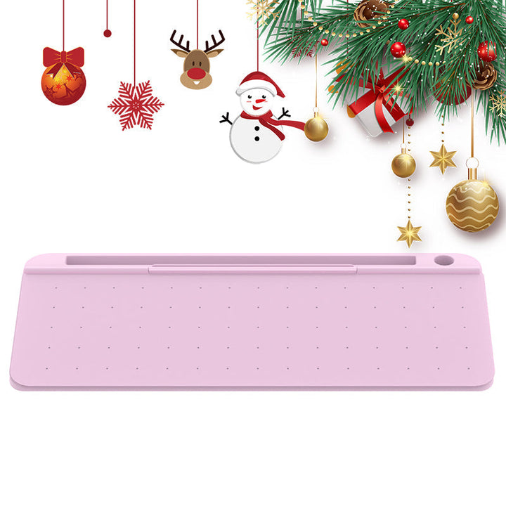 Pink tavle organiser til skrivebord, slankt design, indbygget opbevaring og penne inkluderet.
