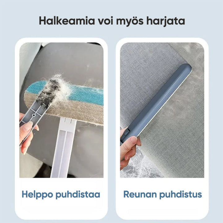Lys blå dyrehårfjerner, dobbelt-sidet børste, selvrensende, velegnet til tøj og hjemmetekstiler.
