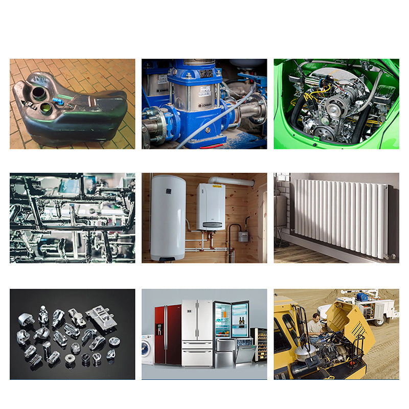 Stærk metal reparationslim epoxy, grå, tæt pakke, med spatel, velegnet til reparation og samling af metaloverflader.