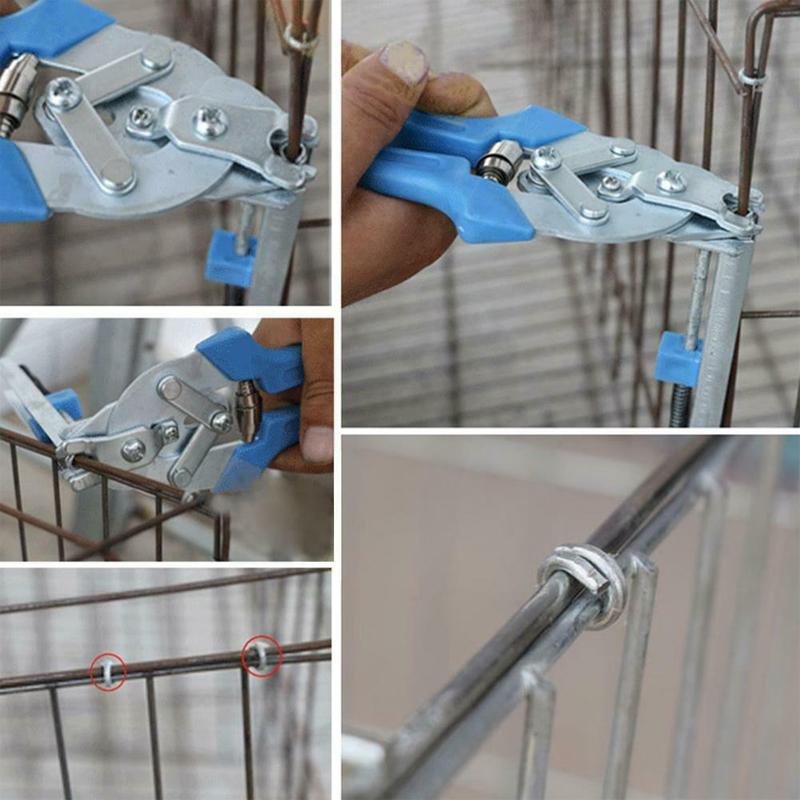 Kraftig manganståltang til klipsinstallation, ergonomiske plasthåndtag, fjedermekanisme, metallisk glans