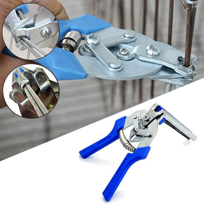 Kraftig manganståltang til klipsinstallation, ergonomiske plasthåndtag, fjedermekanisme, metallisk glans