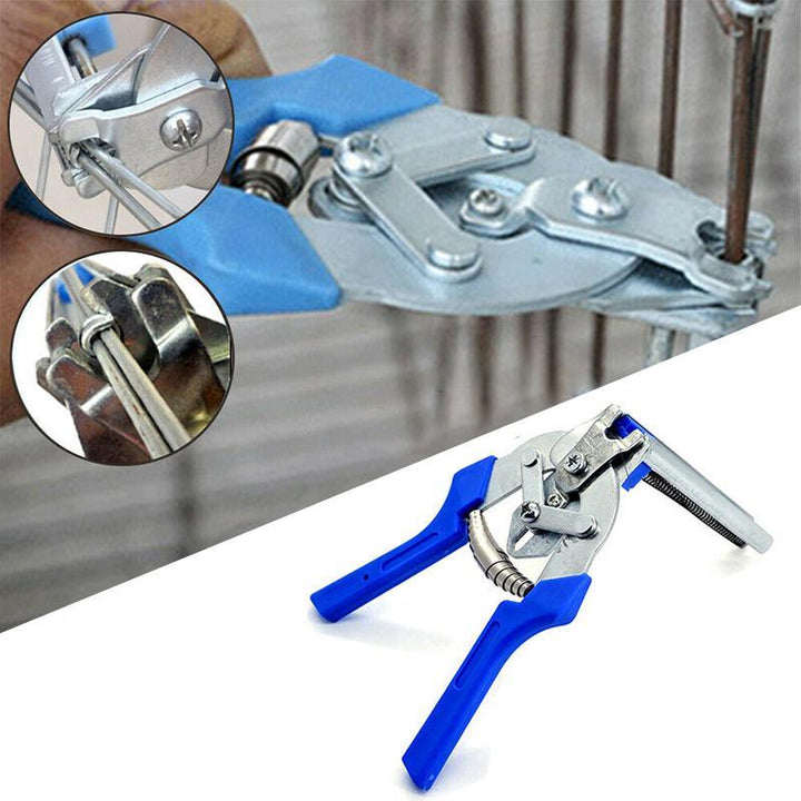 Kraftig manganståltang til klipsinstallation, ergonomiske plasthåndtag, fjedermekanisme, metallisk glans