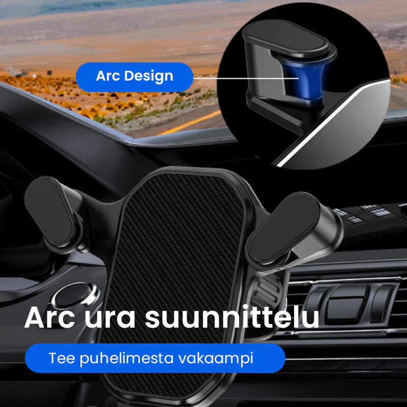 Stabil bilmonteret mobilholder, sort, 360° rotationsvinkel, kompakt størrelse og passer til alle telefonmodeller.
